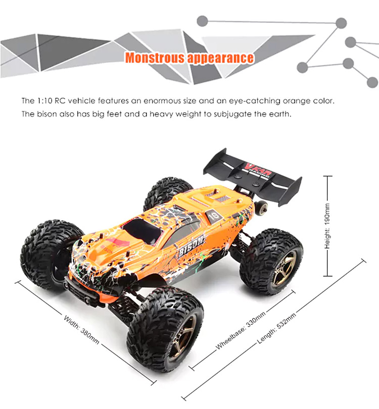 VKAR RACING BISON V2 2.4G 1:10 4WD Brushless Off-road with HOBBYWING 120A ESC RC Car RTR - Orange