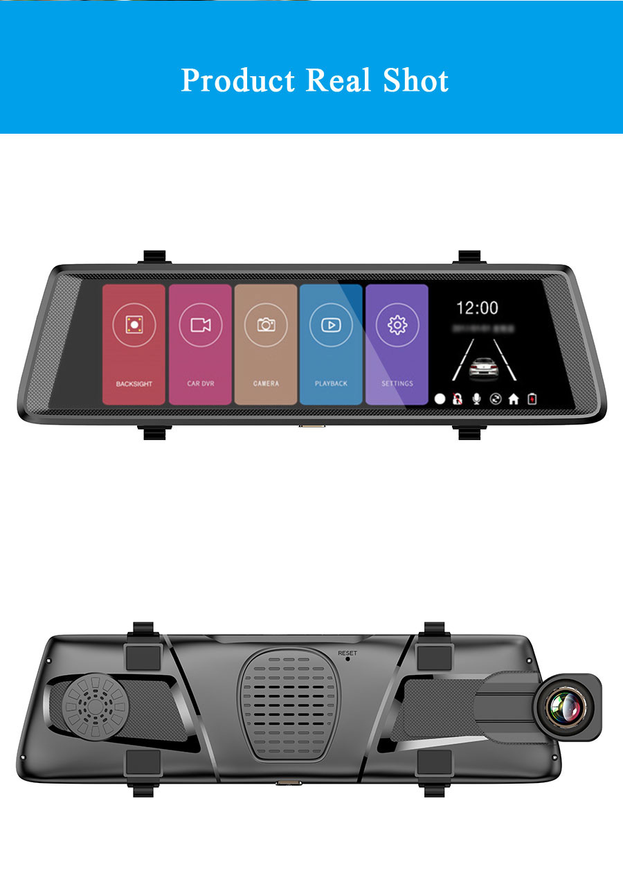 F900 10 Inch IPS Dash Camera Full HD 1080P With Dual Lens Recording 140 Degree Wide Angle - Black