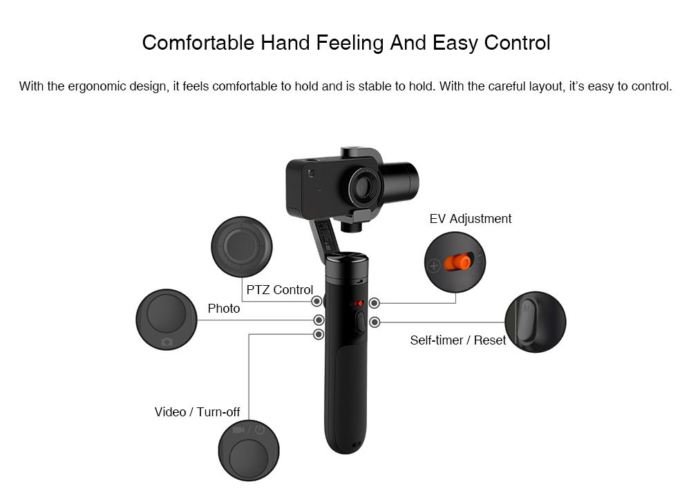 Xiaomi Mijia 3-Axis Stabilizing Gimbal Handheld PTZ For Xiaomi Mijia 4K Action Camera 360 Degree Rotation - White