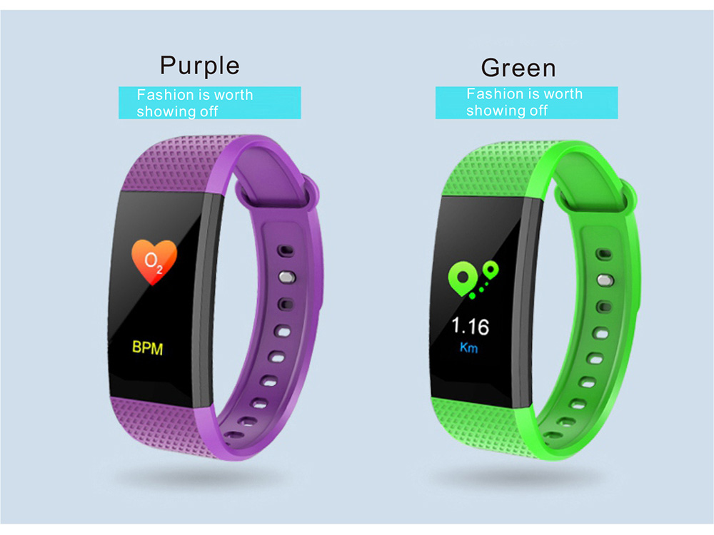 LYNWO I9 Smart Bracelet IPS 0.96 Inch Color Screen Blood Oxygen Blood Pressure Monitor IP67 Water Resistant Compatible With Android IOS - Black