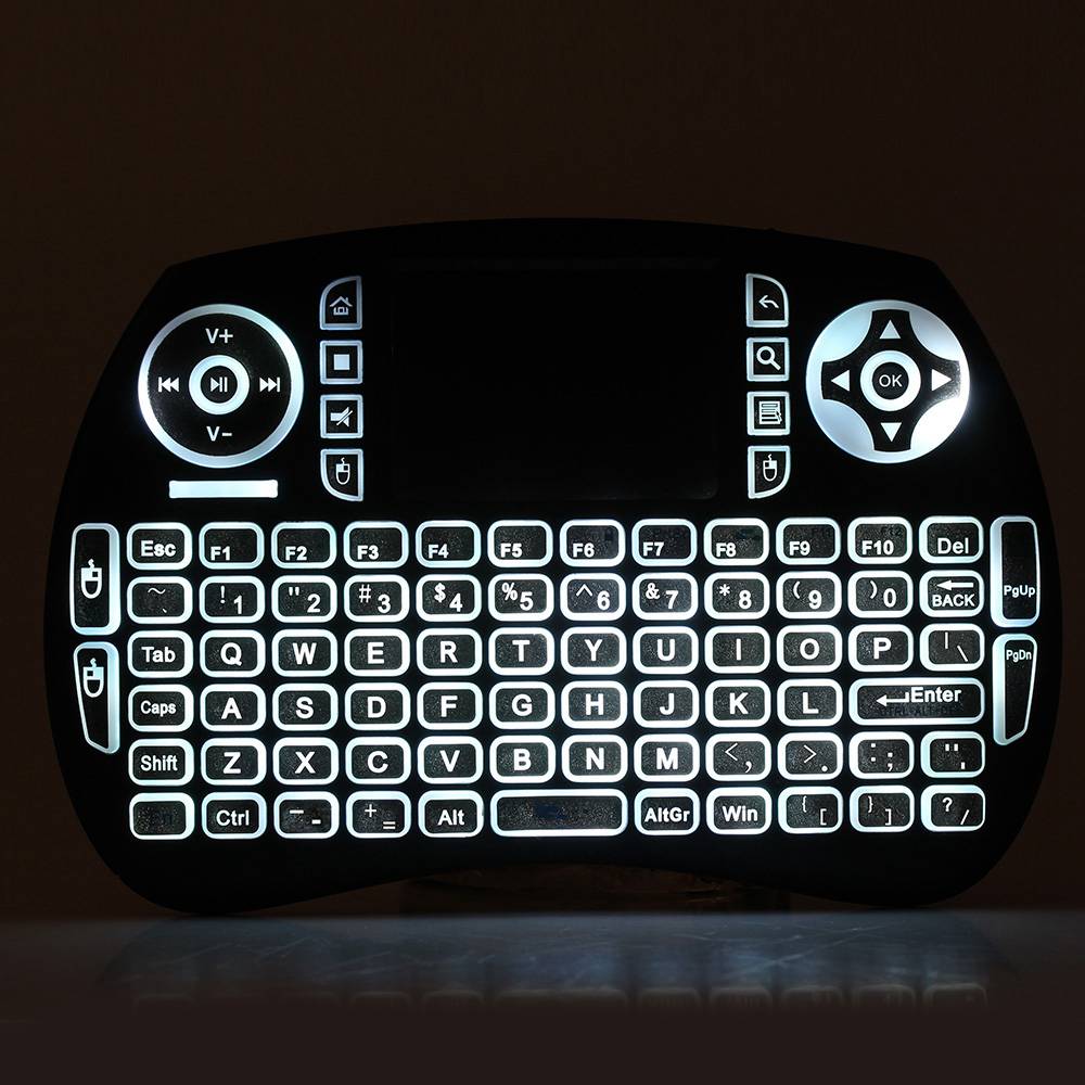 IPazzPort KP-810-21S-3 Mini 2.4GHz Wireless Backlit Keyboard Air Mouse Remote Control Touchpad - Black