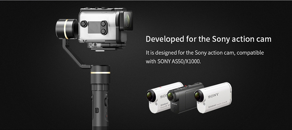 Feiyu Tech G5GS 3-Axis Brushless Handheld Gimbal Splash Proof for Sony AS50 X1000 Action Camera - Single Handheld