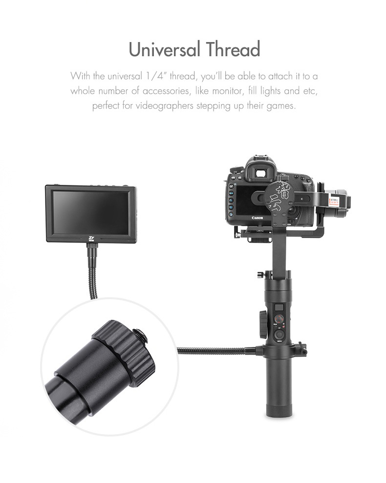 Zhiyun Crane 2 Handheld Gimbal Spare Parts 1/4 Thread Metal Holder with Flexible Pipe