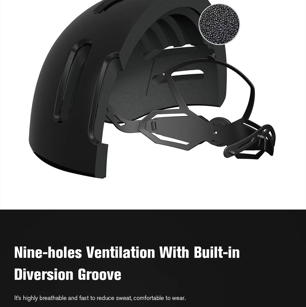 Original Xiaomi Mijia Qicycle Safety Helmet EPS Material Adjustable Ventilation Design - Black
