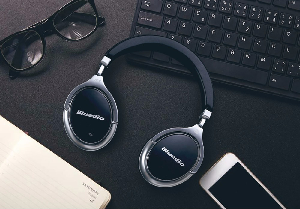 Bluedio F2 Wireless Bluetooth Headphones with Mic Active Noise Cancelling - White
