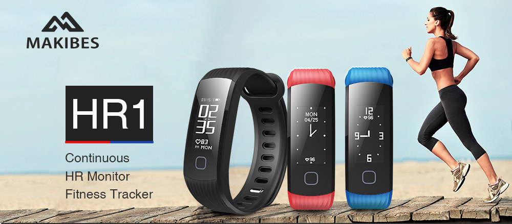 Makibes HR1 Smart Bracelet Nordic nRF52832 IP67 Water Resistant Bluetooth Heart Rate Monitor Compatible With IOS Android - Red