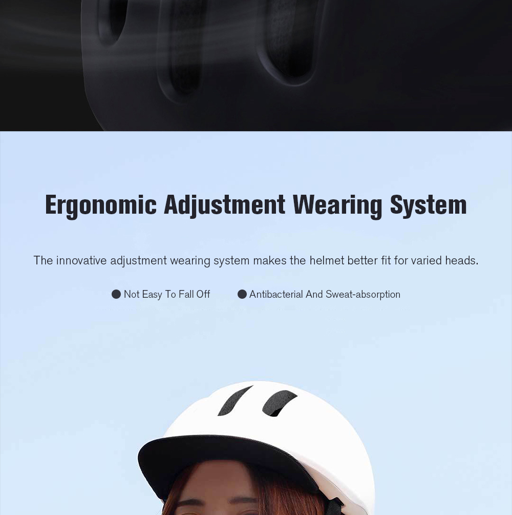 Original Xiaomi Mijia Qicycle Safety Helmet EPS Material Adjustable Ventilation Design - White