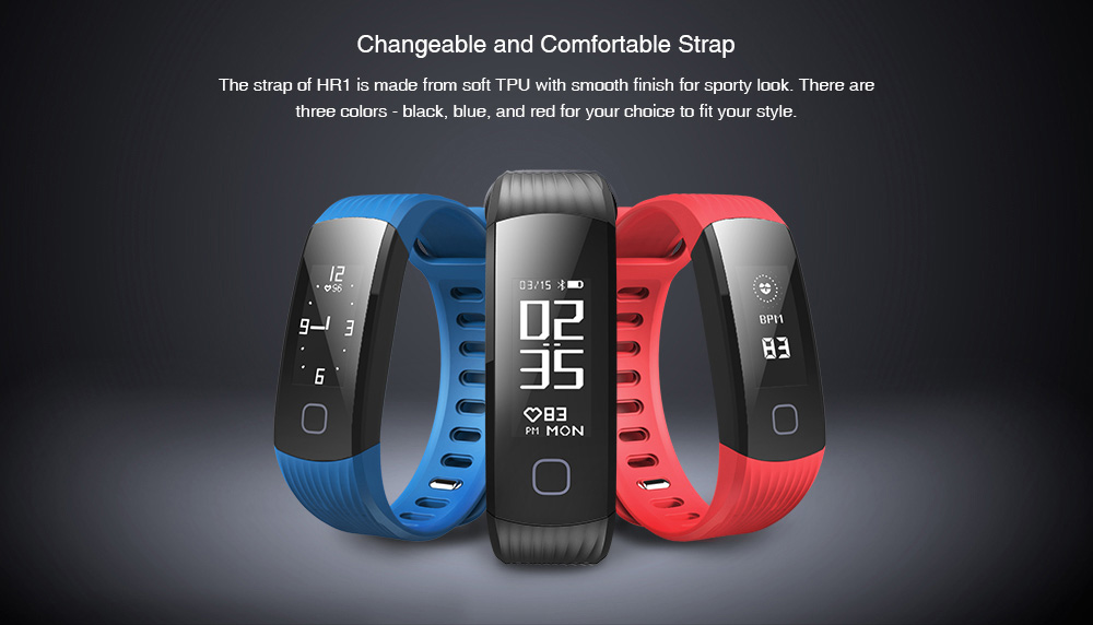 Makibes HR1 Smart Bracelet Nordic nRF52832 IP67 Water Resistant Bluetooth Heart Rate Monitor Compatible With IOS Android - Red