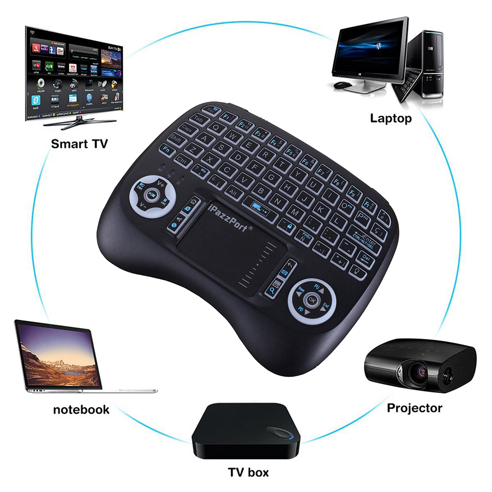 iPazzPort KP-810-21T-RGB 2.4G Wireless Keyboard Spanish Version with RGB Backlight - Black
