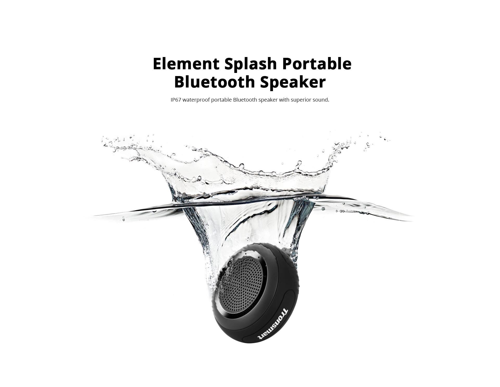 Tronsmart Element Splash IP67 Waterproof Portable Bluetooth Speaker with TWS for iOS Android Smartphones - Black