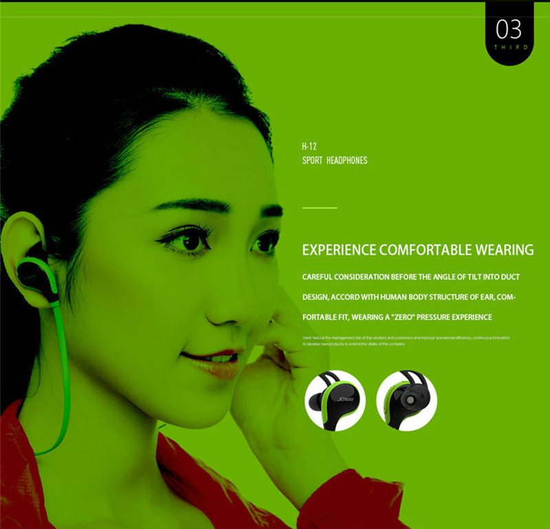 Joway H12 Wireless Bluetooth V4.1 Stereo Headphones with Mic Noise Cancelling - Green