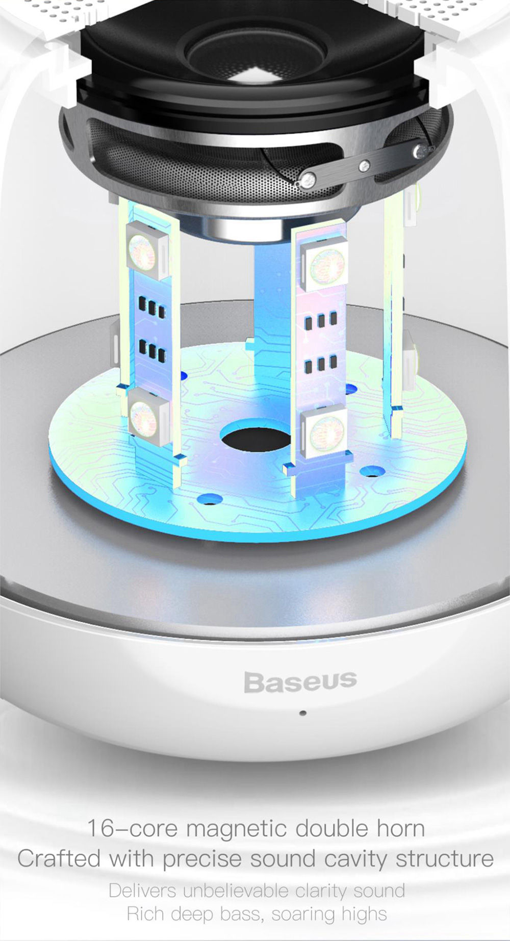 Baseus E01 Bluetooth Speaker Wireless Audio Bluetooth 4.2 1000mAh Lithium-ion Battery USB Charging -White