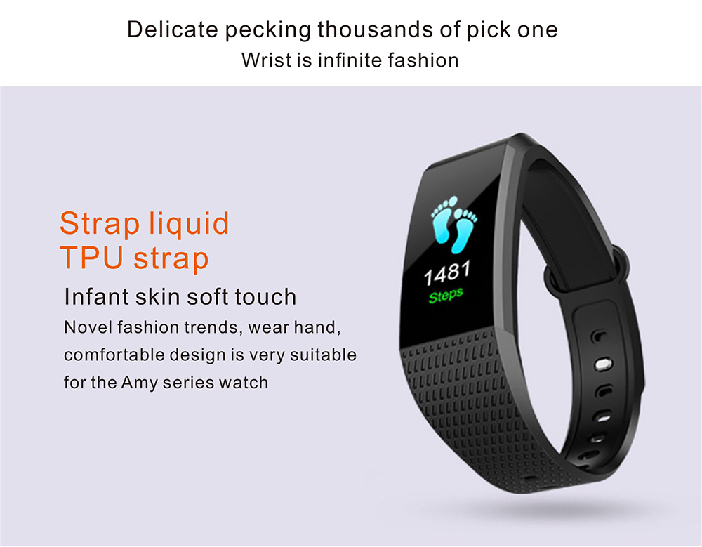 LYNWO I9 Smart Bracelet IPS 0.96 Inch Color Screen Blood Oxygen Blood Pressure Monitor IP67 Water Resistant Compatible With Android IOS - Black