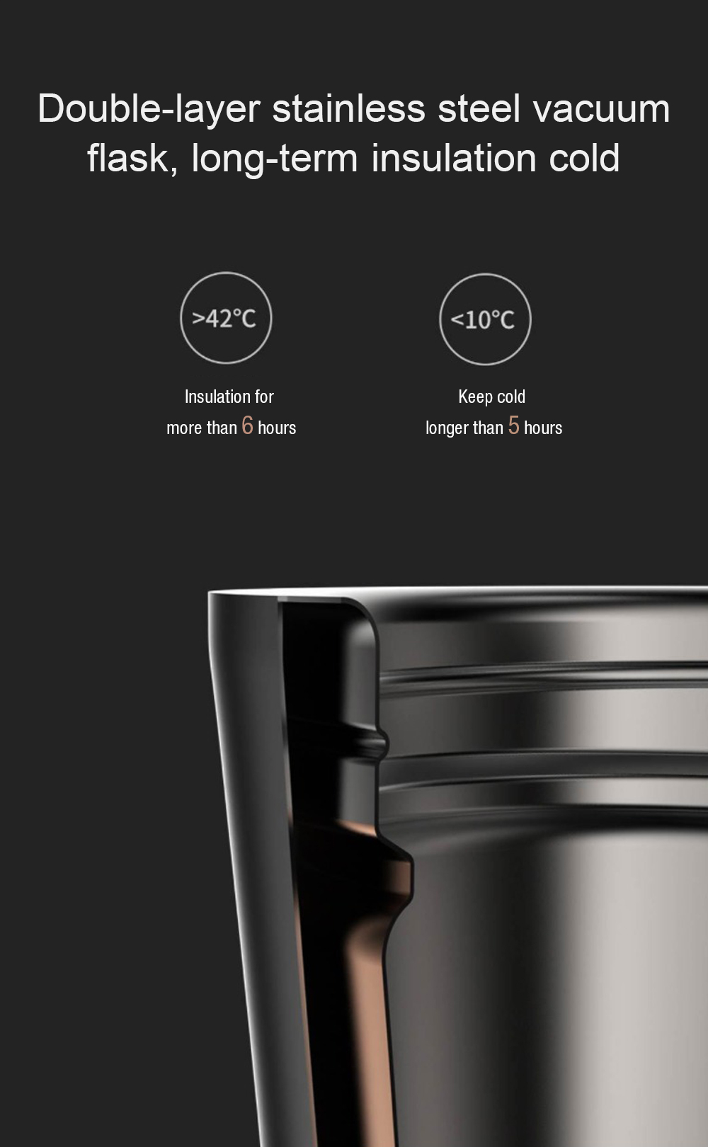 Xiaomi Mijia Kiss Fish Smart Vacuum Bottle 430ML Keep Warm Cold OLED Temperature Display Lightweight - White