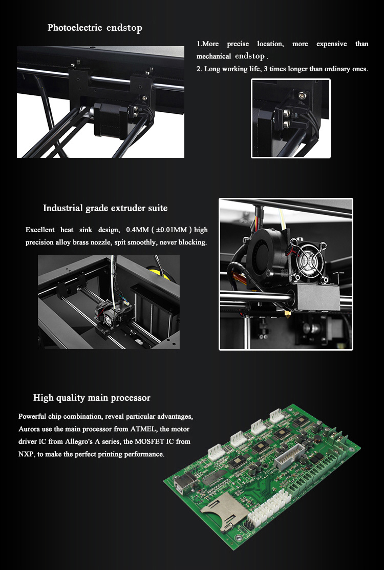 JGAURORA Z-603S 3D Printer Optimized Build Size 280x180x180mm with LCD Display - Black