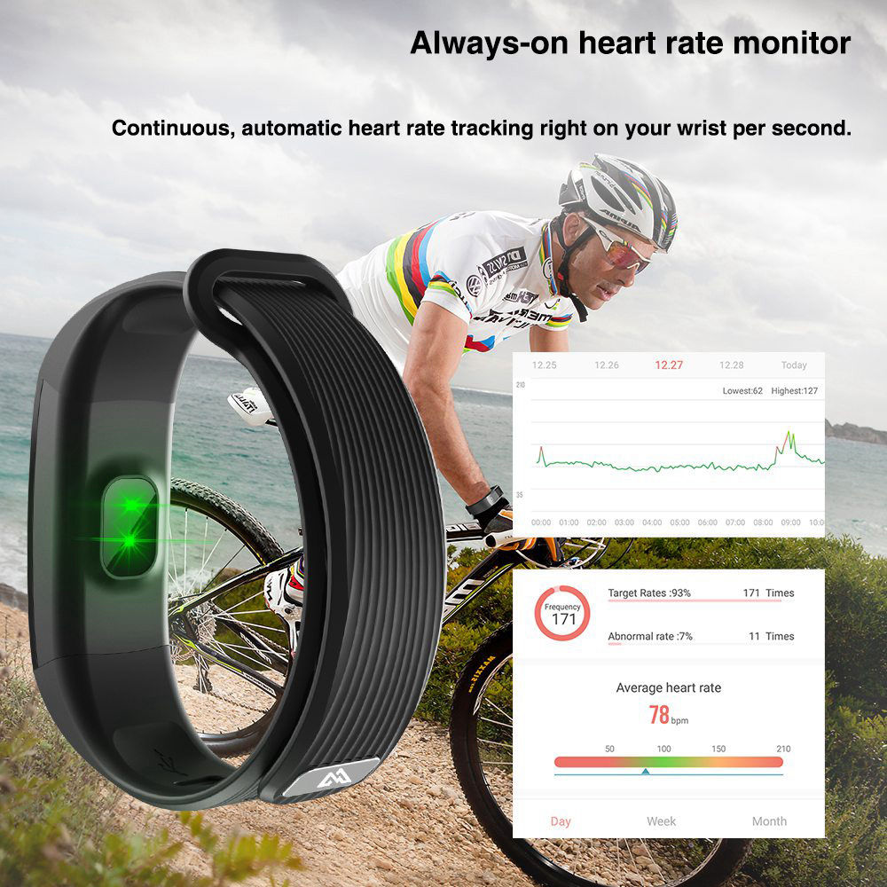 Makibes HR1 Smart Bracelet Nordic nRF52832 IP67 Water Resistant Bluetooth Heart Rate Monitor Compatible With IOS Android - Red