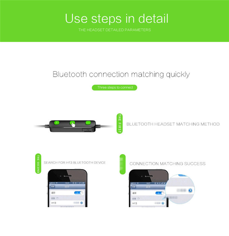 Joway H13 Wireless Bluetooth 4.1 Stereo Headset with Mic Noise Reduction - Green