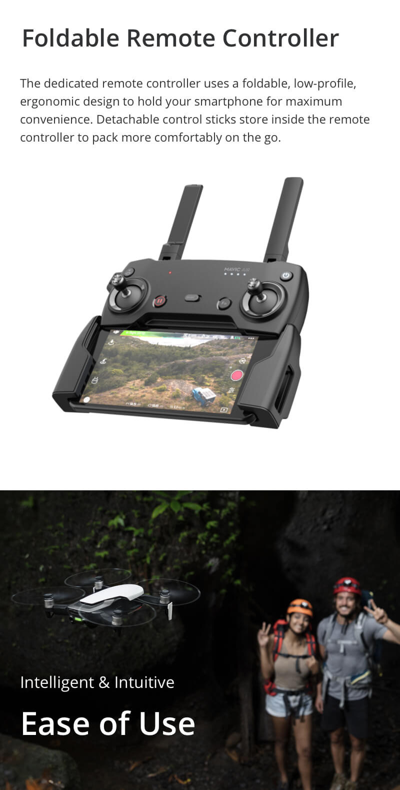 DJI Mavic Air 4K 3-Axis Gimbal Camera 32MP Sphere Panoramas Foldable RC Drone Fly More Combo - Flame Red