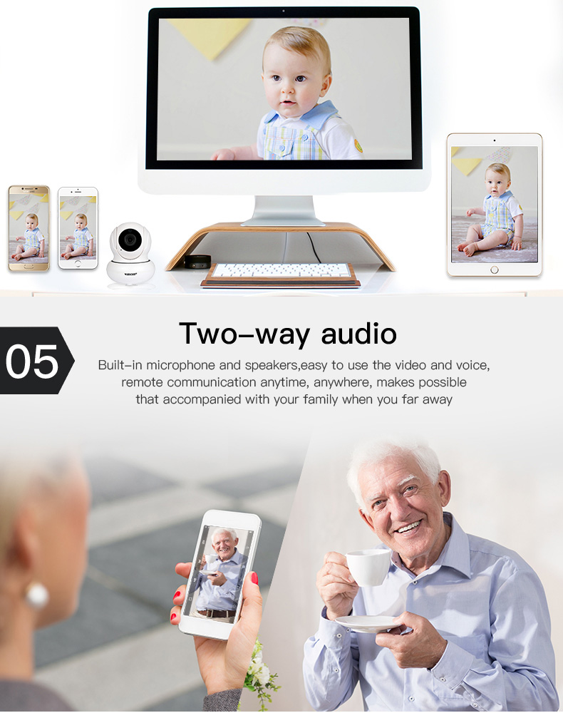 Wanscam HW0021 WiFi 720P IP Camera P2P 1.0MP Two-way Audio Onvif 2.1 Built-in IR Cut Night Vision Security Camera -Wh