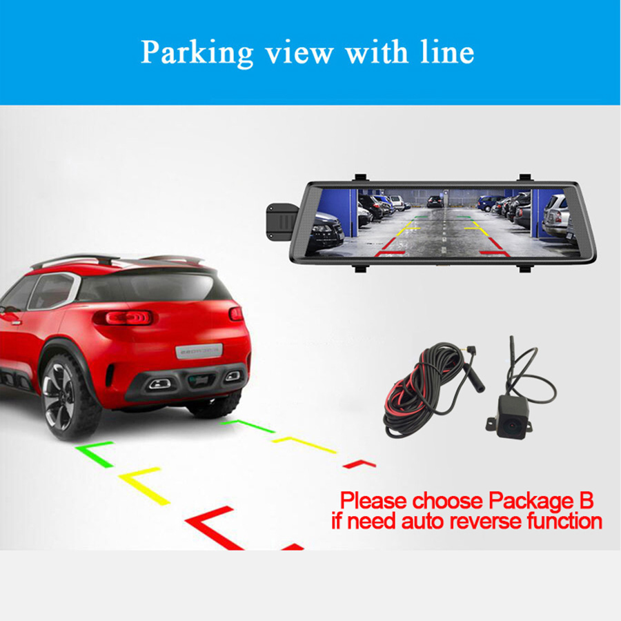 F900 10 Inch IPS Dash Camera Full HD 1080P With Dual Lens Recording 140 Degree Wide Angle - Black