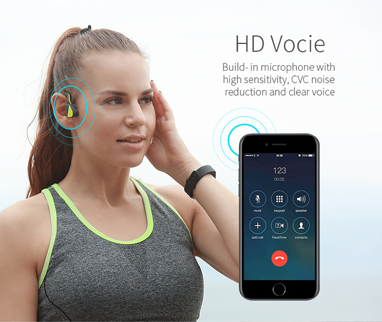 Vidonn F1 Bone Conduction Bluetooth Headset with Mic Noise Cancellation - Blue