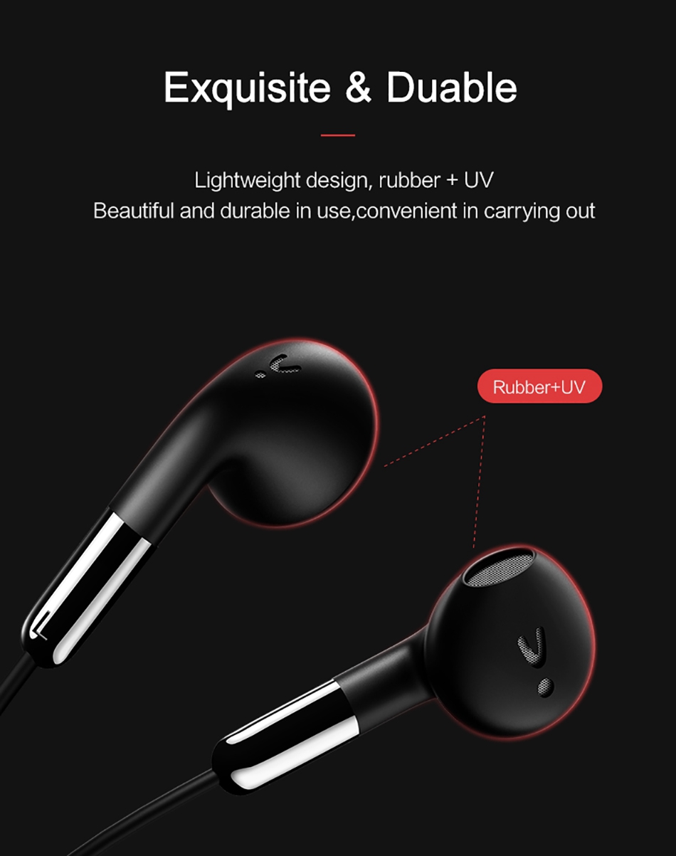 USAMS EP-15 In-Ear Earphone with Mic Wire Control 3.5mm AUX Noise Cancelling - White