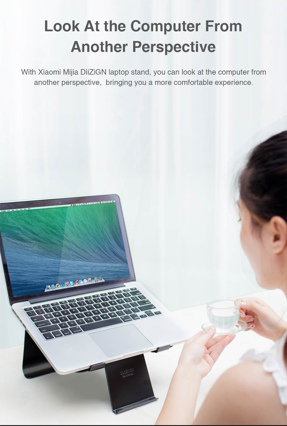 Xiaomi Mijia DiiZiGN Laptop Table Ergonomic Design Anti-slip Stable Notebook Stand - Black