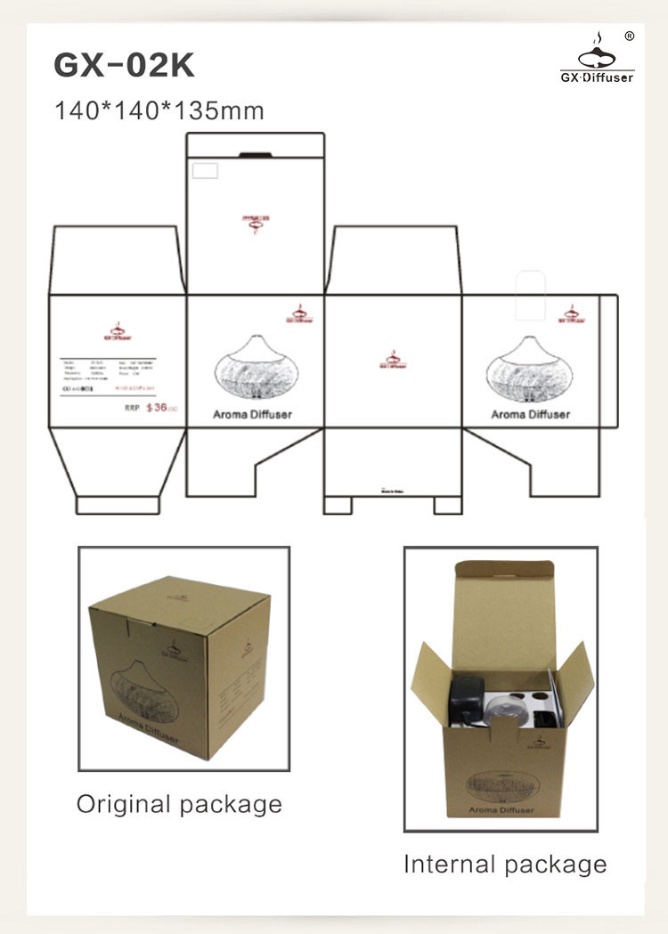 GX.Diffuser GX-02K 100ml Ultrasonic Essential Oil Diffuser Cool Mist Humidifier LED Night Light -Brown