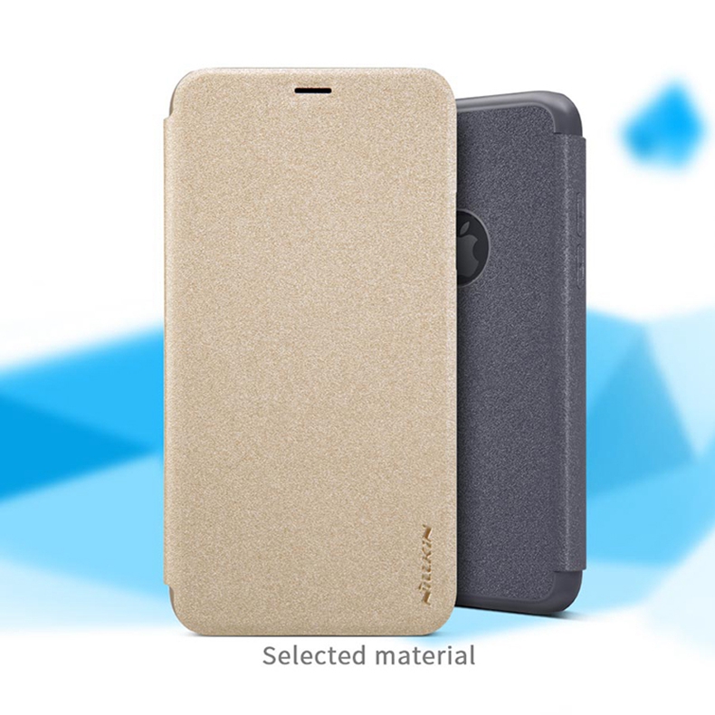 Nillkin Sparkle Series Logo Hole Edition Leather Case Protective Phone Shell For iPhone X - White
