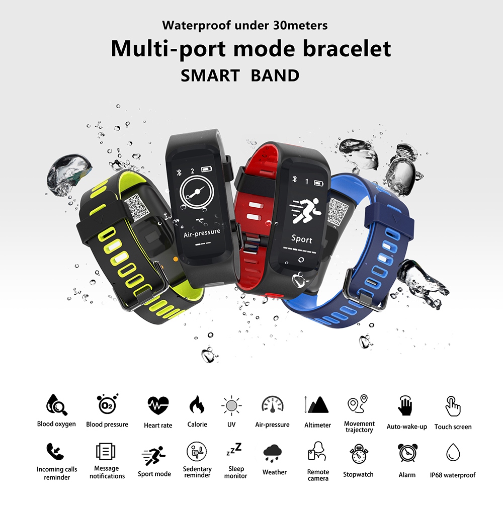 No.1 F4 Smart Fitness Bracelet 0.96 Inch OLED Display IP68 Water Resistance Blood Oxygen Heart Rate Monitor Compatible with iOS Android - Green