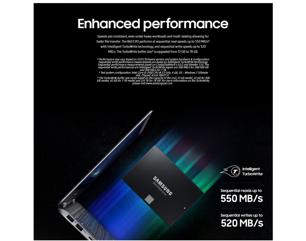 Original Samsung 860 EVO 1TGB SATA3 SSD 2.5 Inch Read 550MB/s - Black