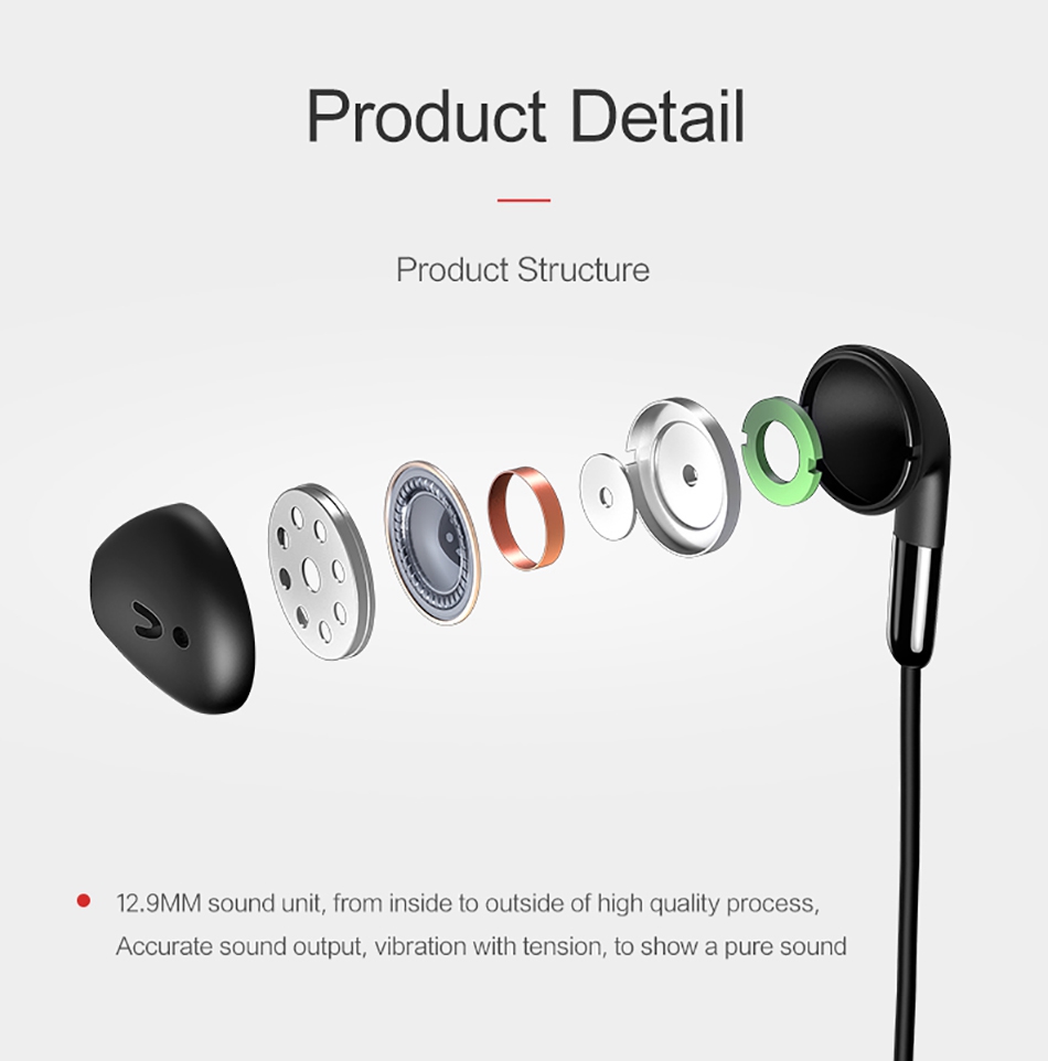 USAMS EP-15 In-Ear Earphone with Mic Wire Control 3.5mm AUX Noise Cancelling - White