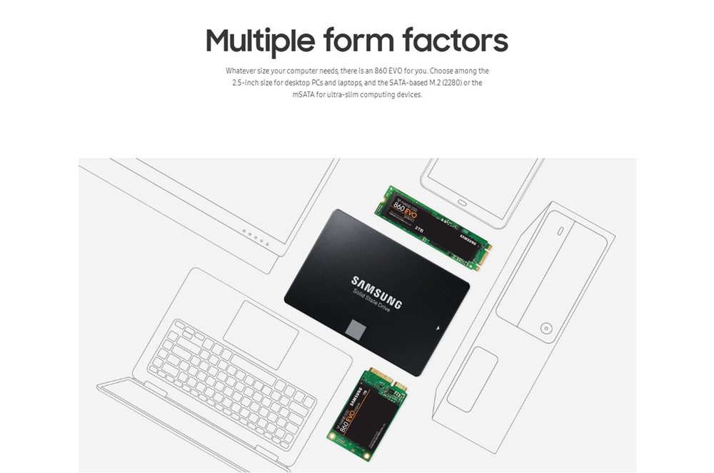 Original Samsung 860 EVO 250GB SATA3 SSD 2.5 Inch Read 550MB/s - Black