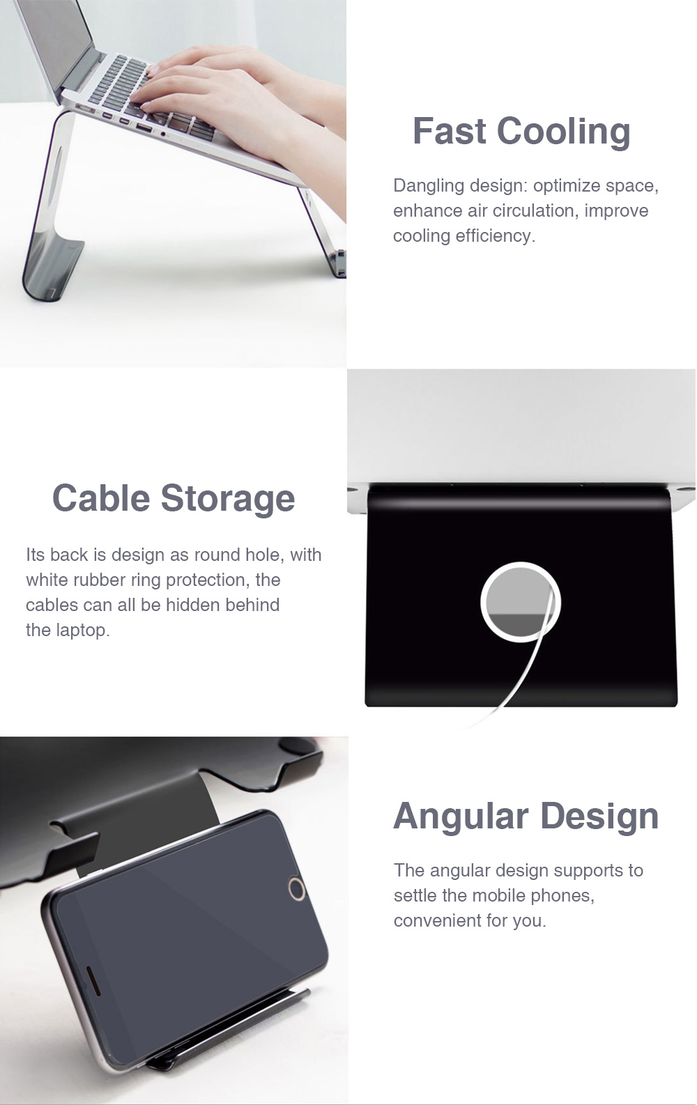 Xiaomi Mijia DiiZiGN Laptop Table Ergonomic Design Anti-slip Stable Notebook Stand - Black