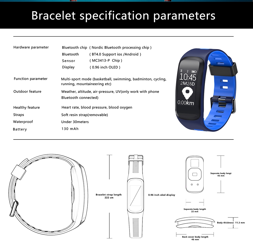 No.1 F4 Smart Fitness Bracelet 0.96 Inch OLED Display IP68 Water Resistance Blood Oxygen Heart Rate Monitor Compatible with iOS Android - Green