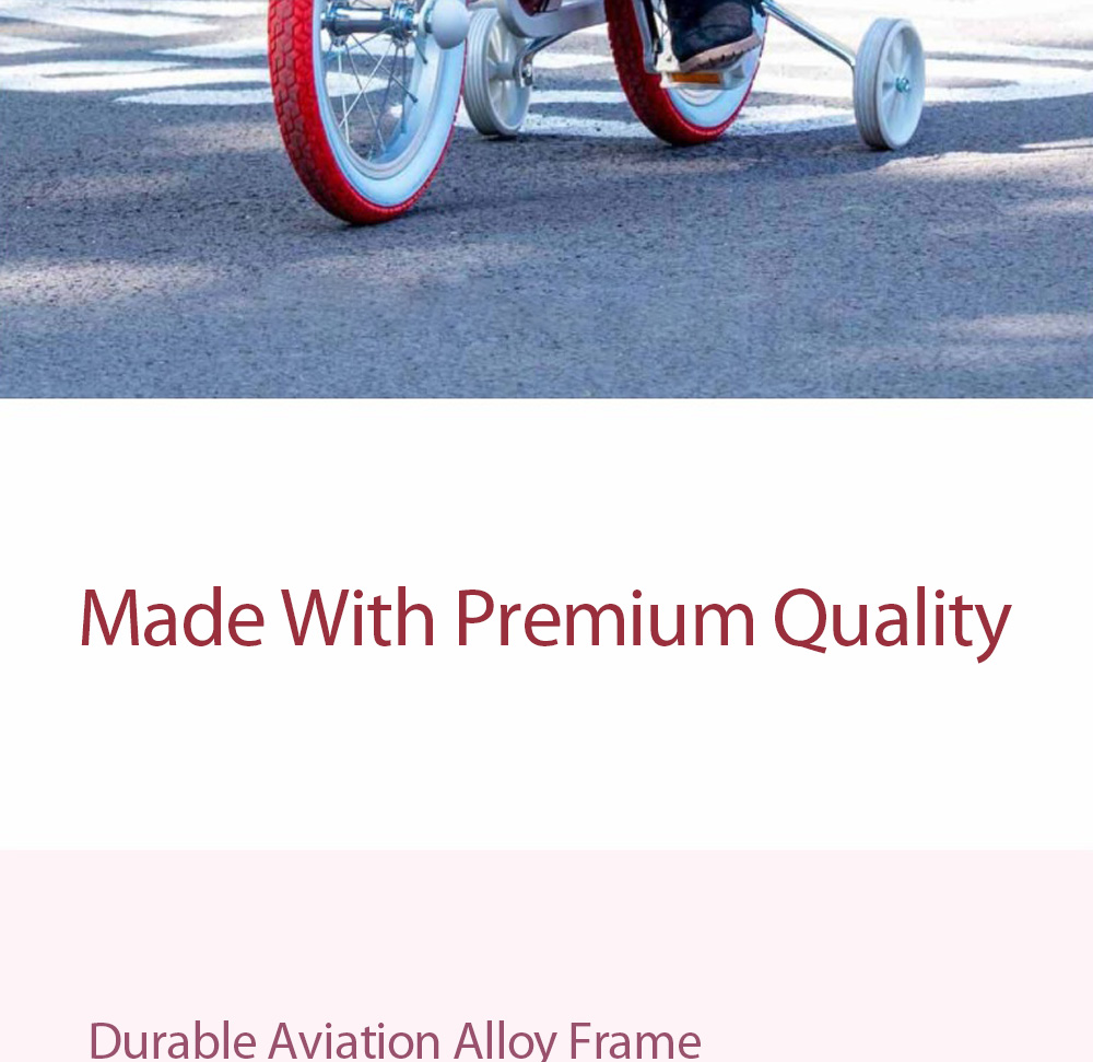 Xiaomi Mijia 14 Inch Kids Bike For Girls Aluminium Alloy With Dual Brakes System Adjustable Saddle - Red