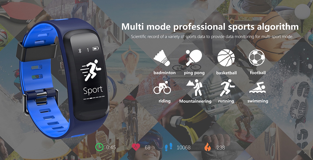 No.1 F4 Smart Fitness Bracelet 0.96 Inch OLED Display IP68 Water Resistance Blood Oxygen Heart Rate Monitor Compatible with iOS Android - Green