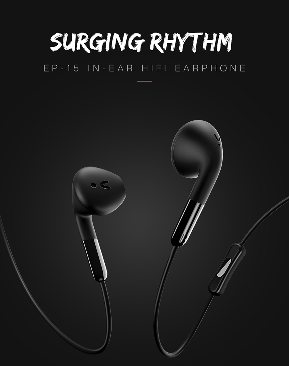 USAMS EP-15 In-Ear Earphone with Mic Wire Control 3.5mm AUX Noise Cancelling - White