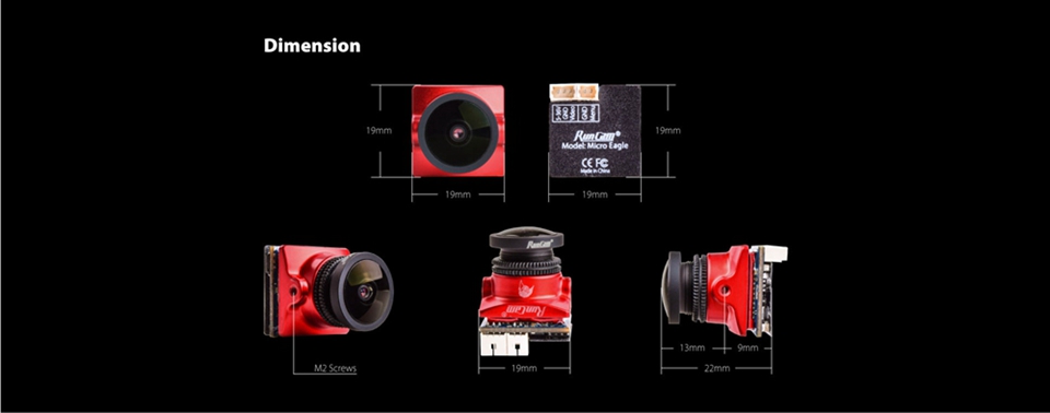 RunCam Micro Eagle 1-6 Level WDR Mirror Flip Image 800TVL 1/1.8" CMOS Sensor N/P 16:9/4:3 Switchable FPV Camera
