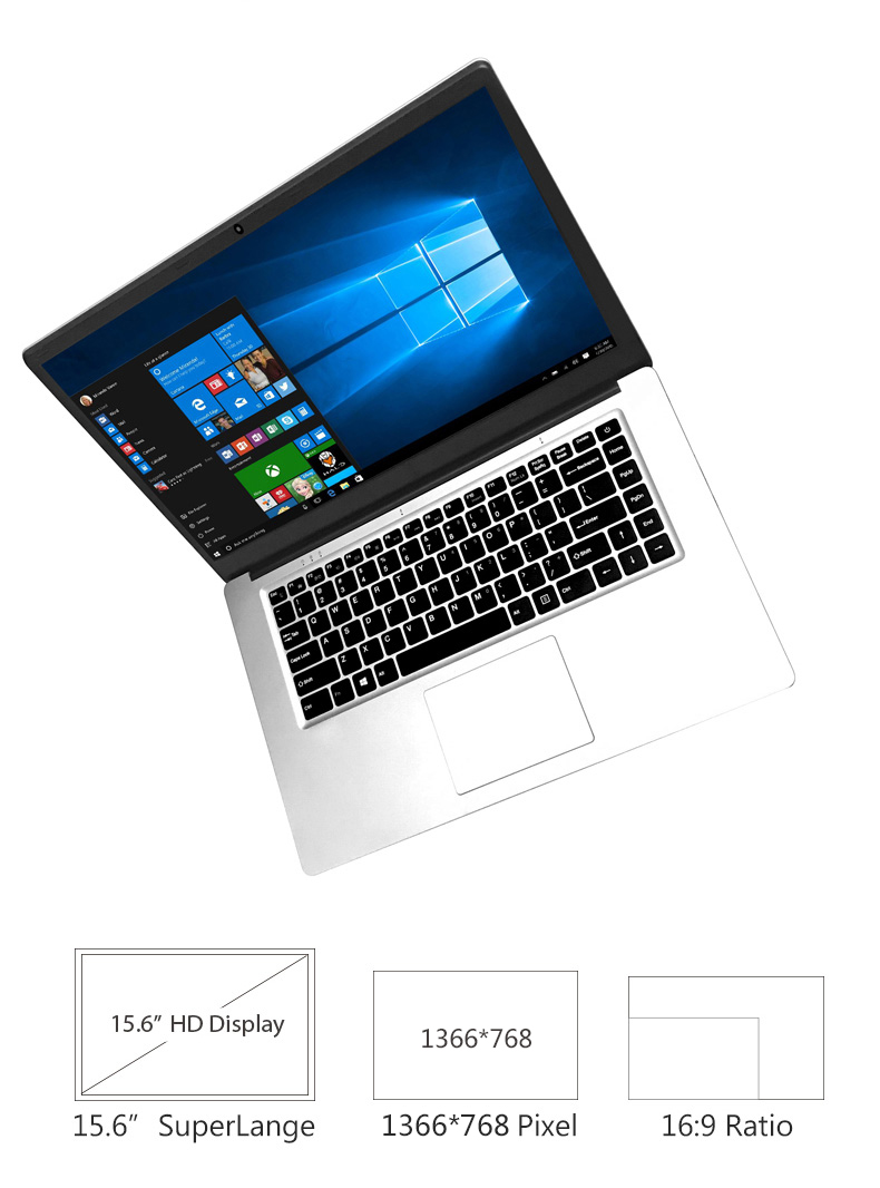 YEPO 737G Laptop Intel Cherry Trail x5-Z8350 Quad Core 1.44GHz 15.6 inch Windows 10 4GB RAM 64GB ROM 1366*768 - Silver