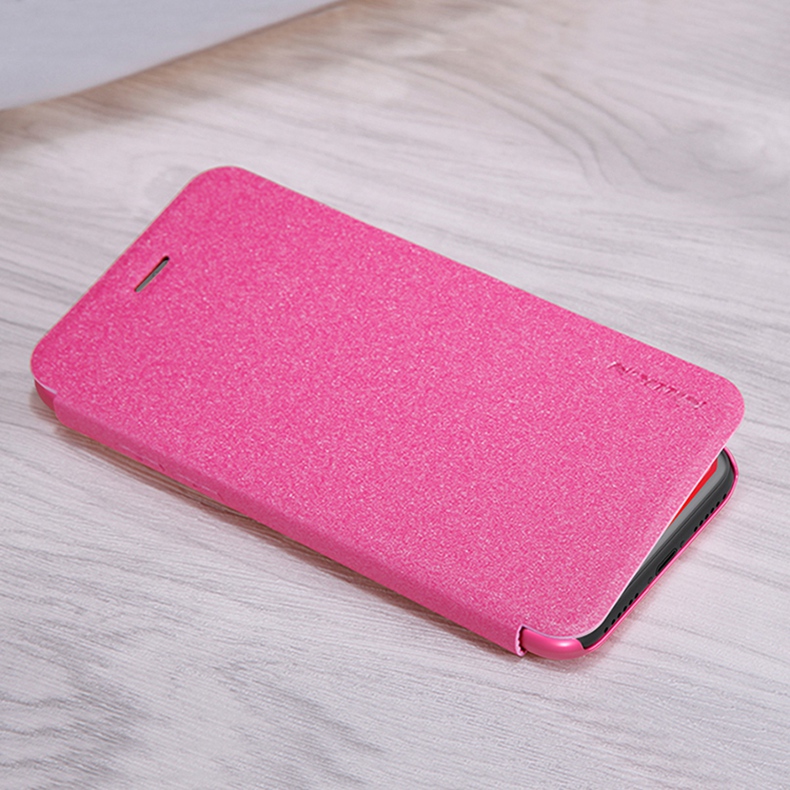 Nillkin Sparkle Series Logo Hole Edition Leather Case Protective Phone Shell For iPhone X - White