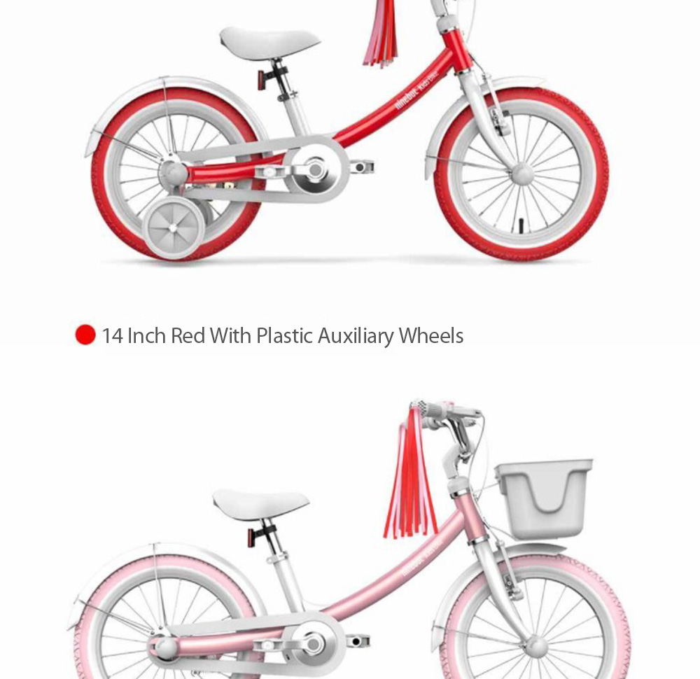 Xiaomi Mijia 14 Inch Kids Bike For Girls Aluminium Alloy With Dual Brakes System Adjustable Saddle - Pink