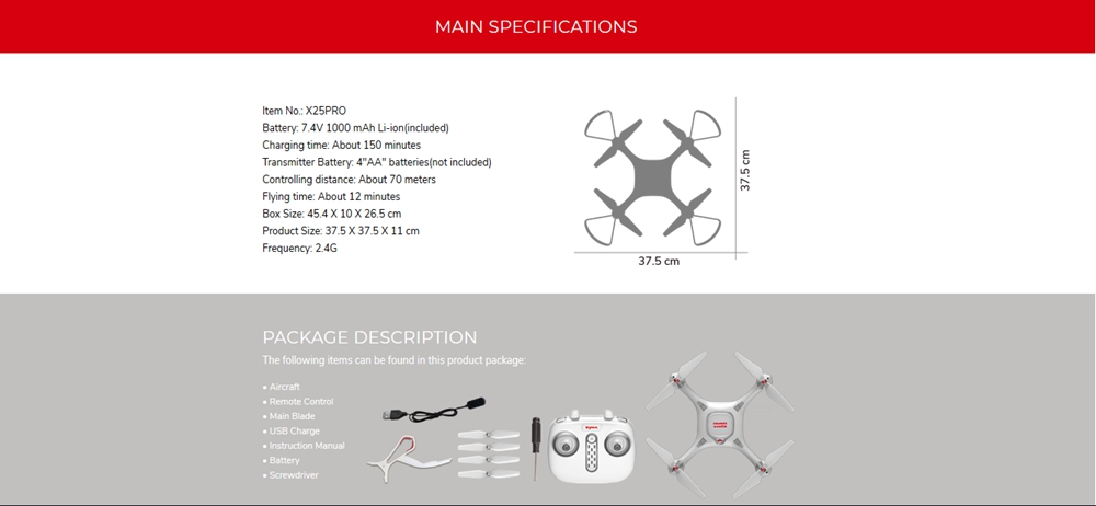 Syma X25 Pro WIFI FPV Double GPS Follow Me Mode with HD Camera RC Quadcopter RTF - White
