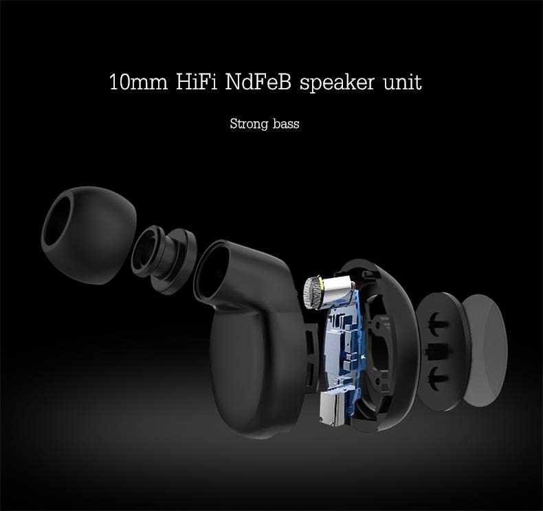 USAMS US-LJ001 Wireless Bluetooth 4.1 Single Mini Invisible Earphone with Mic - Black