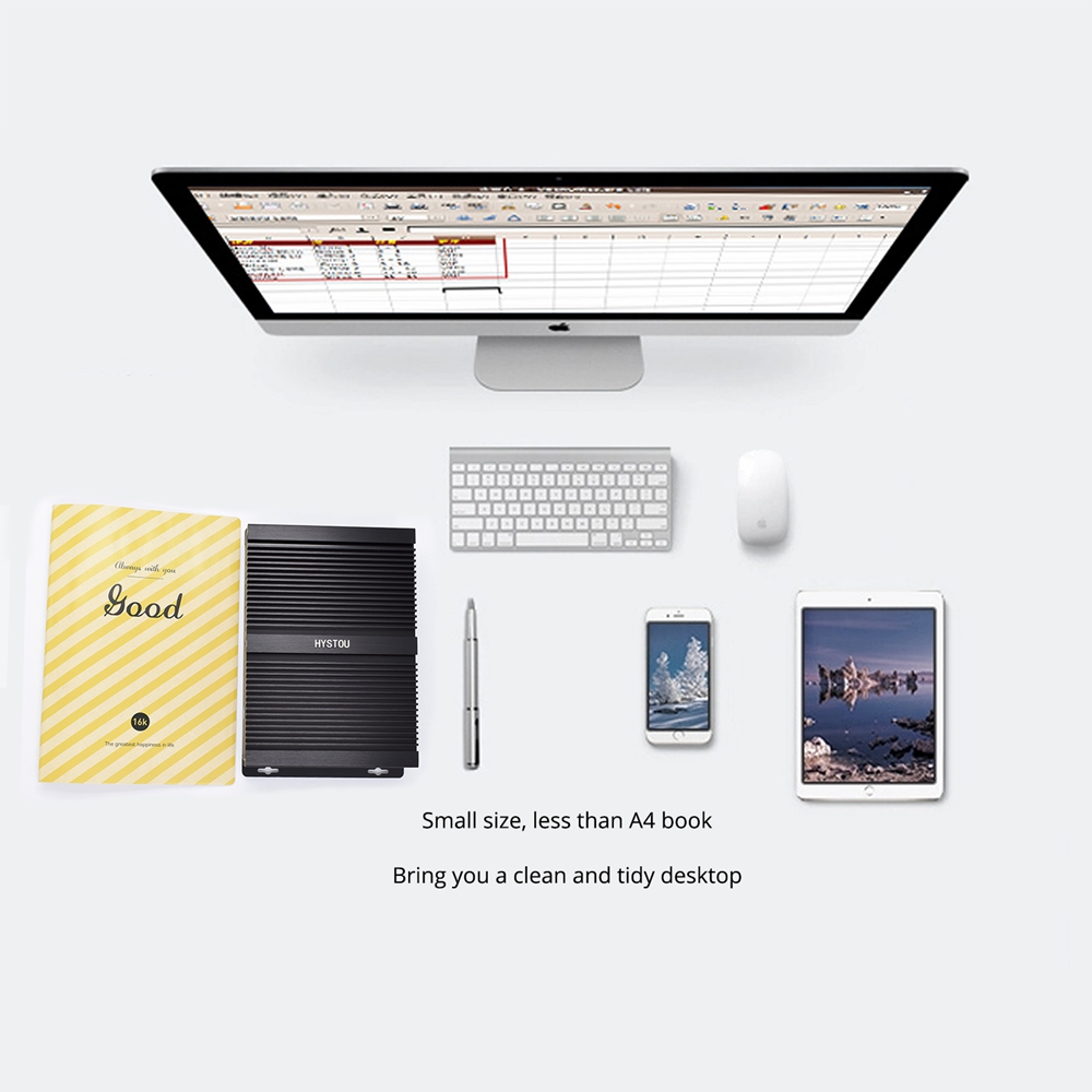 Hystou FMP04B Intel Core i7-5550U 8GB RAM 256GB SSD 4K Fanless Mini PC 2.4G WiFi Bluetooth Dual Gigabit LAN Dual HDMI 4*USB3.0 6*COM SATA