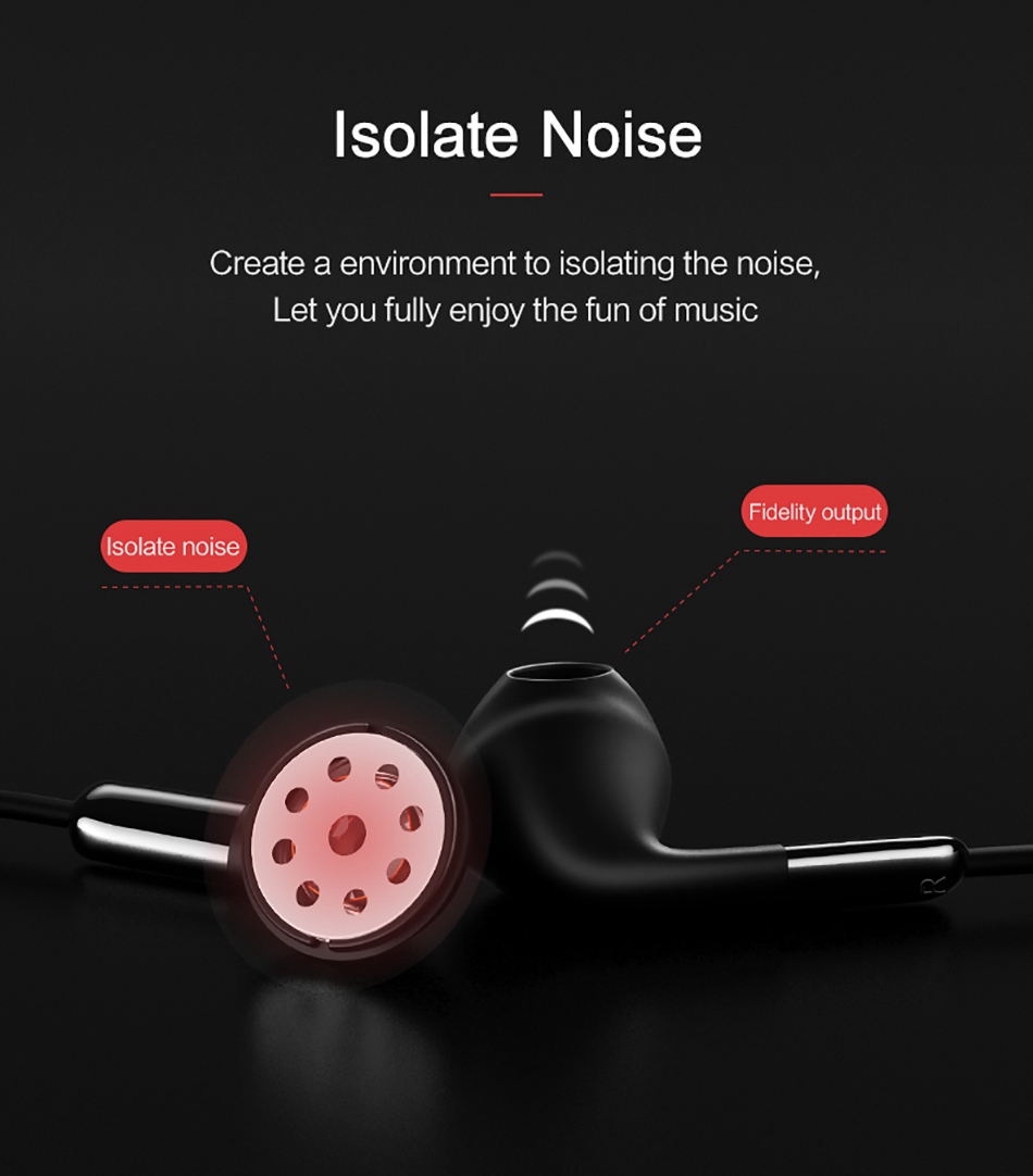USAMS EP-15 In-Ear Earphone with Mic Wire Control 3.5mm AUX Noise Cancelling - White