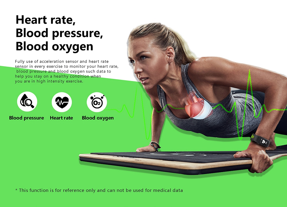 No.1 F4 Smart Fitness Bracelet 0.96 Inch OLED Display IP68 Water Resistance Blood Oxygen Heart Rate Monitor Compatible with iOS Android - Green