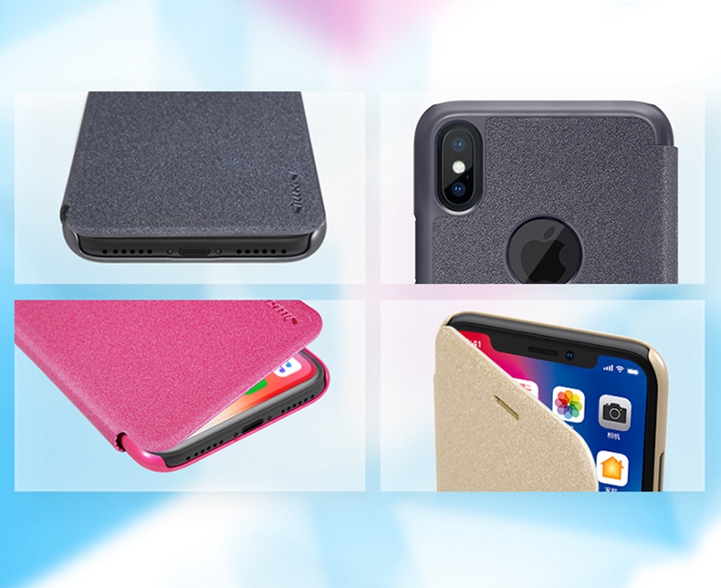 Nillkin Sparkle Series Logo Hole Edition Leather Case Protective Phone Shell For iPhone X - White