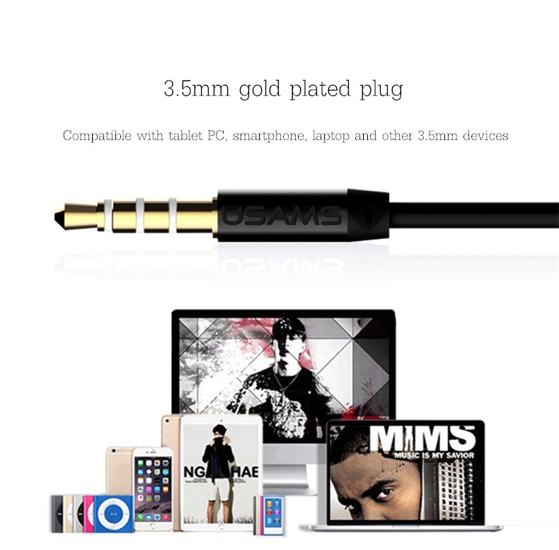 USAMS EP-12 In-ear Earphone with Mic Wired Control Electroplated - White