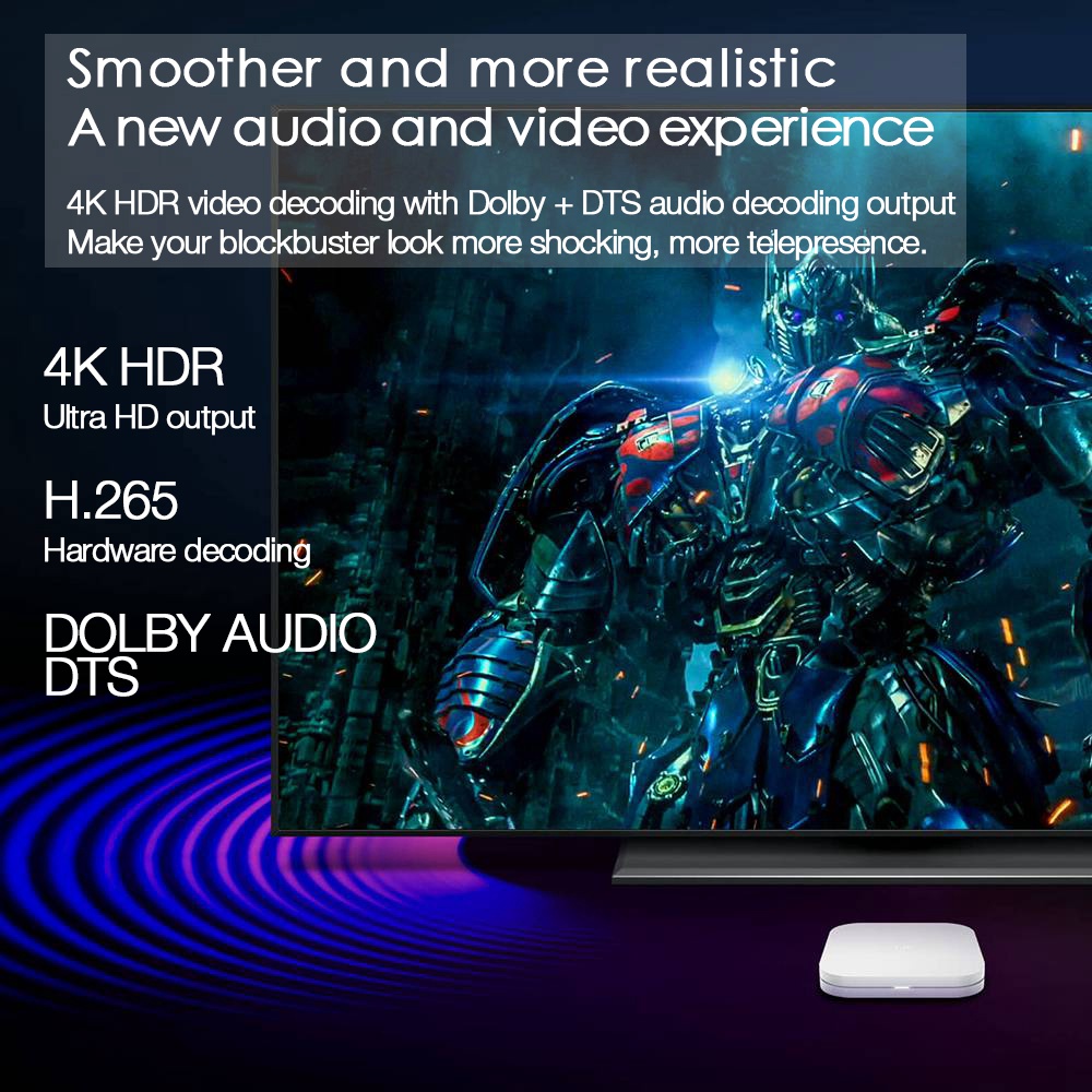 XIAOMI Mi Box 4 Android 7.1 Amlogic Cortex-A53 Quad Core 64bit 2GB/8GB 4K HDR TV Box Dolby DTS-HD 2.4G WiFi Bluetooth Voice Remote Control - Chinese Version